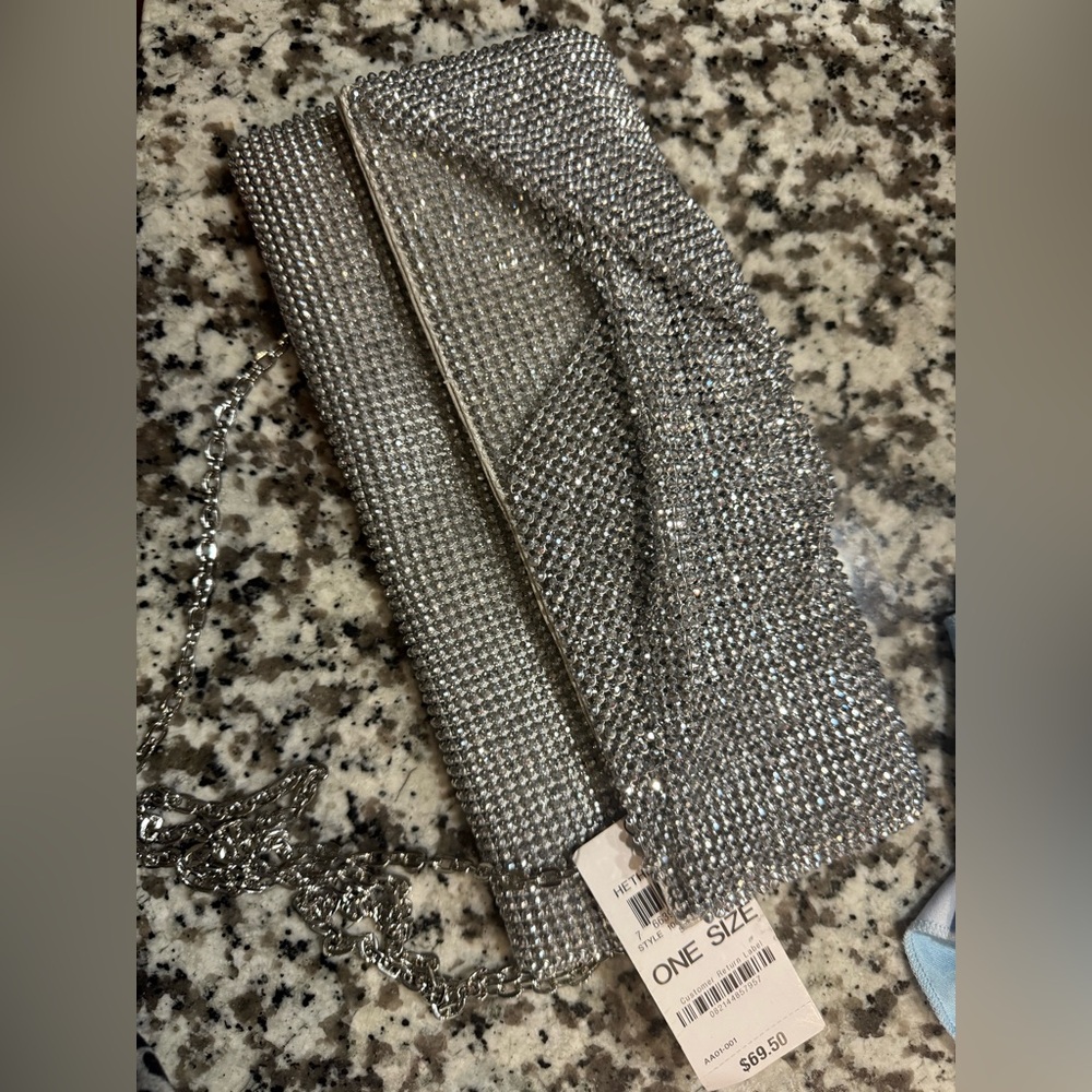 Silver Rhinestone Clutch INC